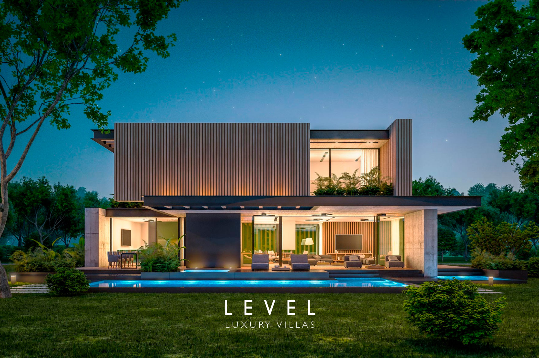 Concept 102 villa moderna de diseño con arquitectura contemporánea, amplios espacios interiores y zona exterior con piscina